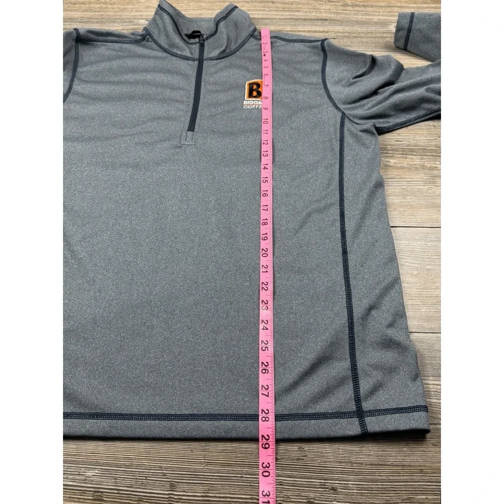 The North Face Grey 1/4 Zip Pullover Activewear Shirt With BIGGBY Logo Mens L